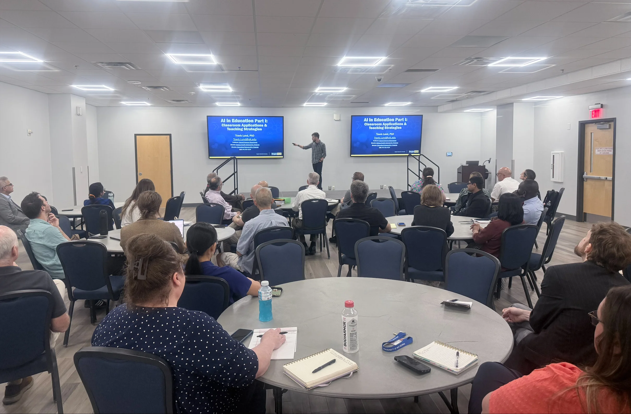 Dr. Travis Lund speaks to members of UWG's Perry College