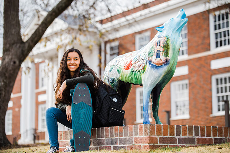 Student outside on campus at UWG Newnan