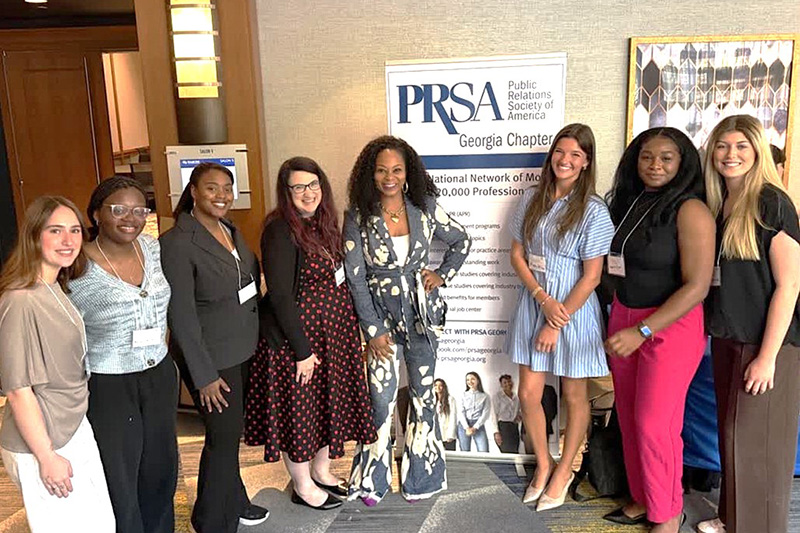 Wright, second from left, with UWG's PRSSA chapter members