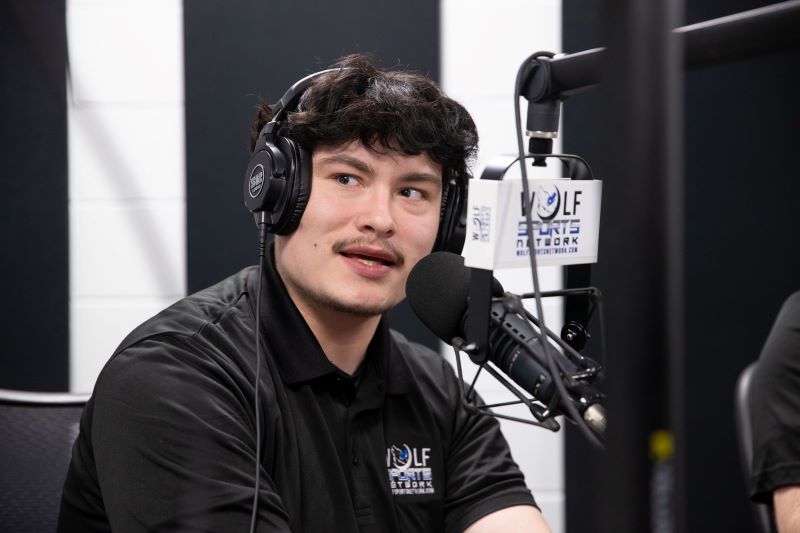 UWG student Jackson Volz at the radio station