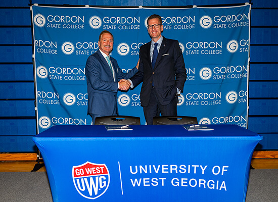 Dr. Donald J. Green, GSC president and Dr. Brendan Kelly, UWG president