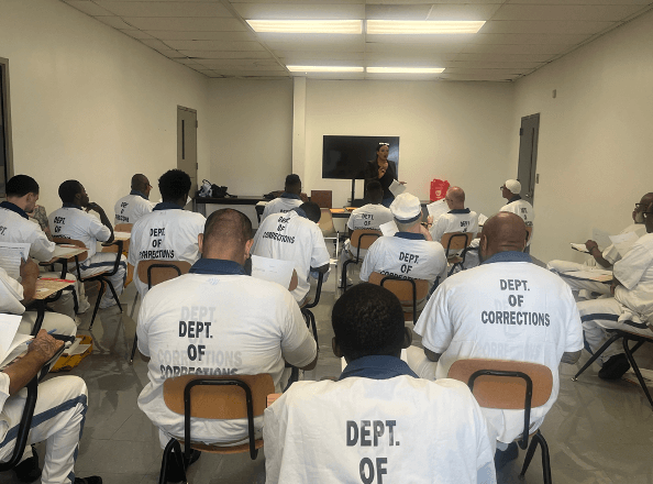 Inmates in a classroom