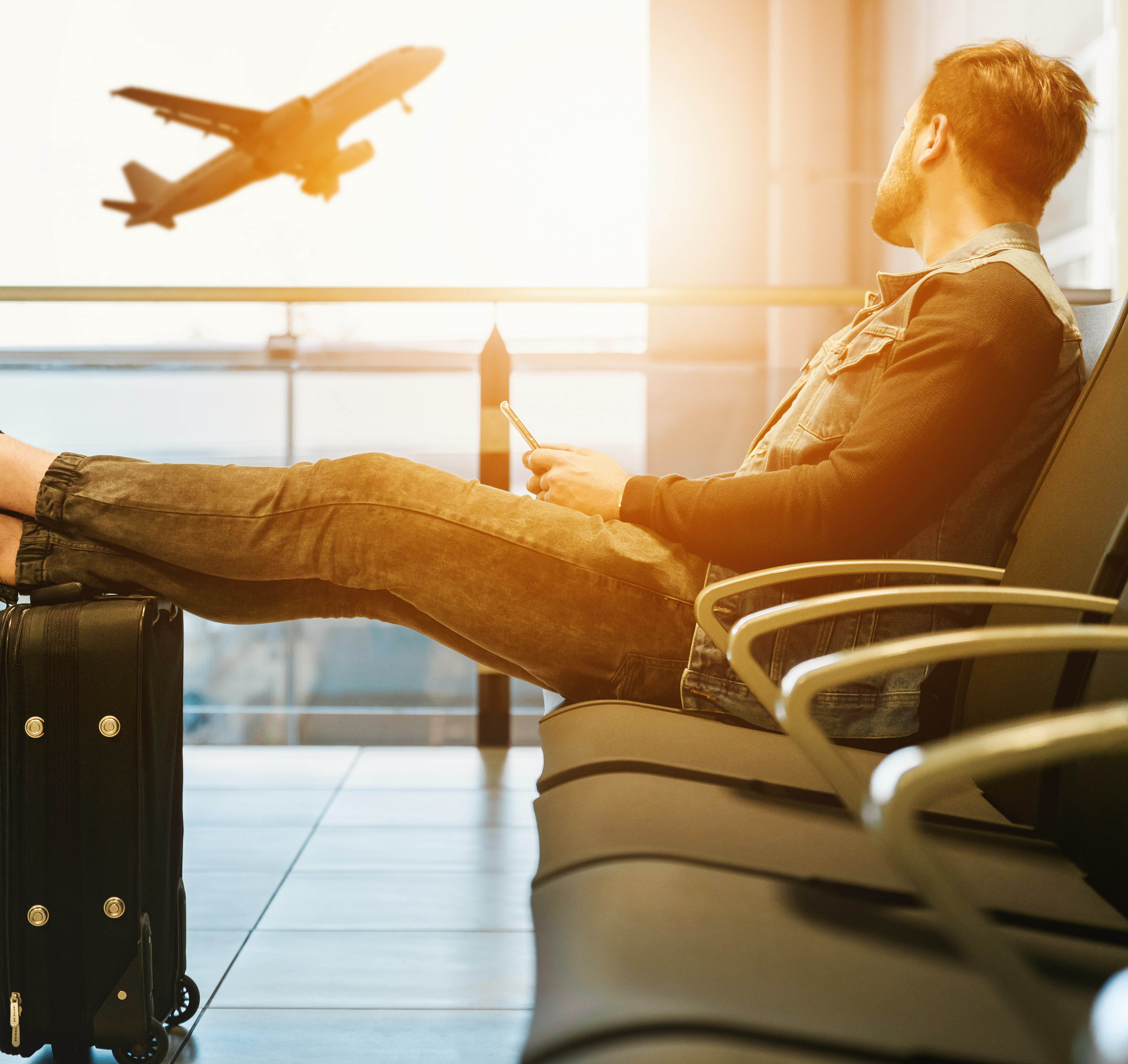 Man waiting for his flight