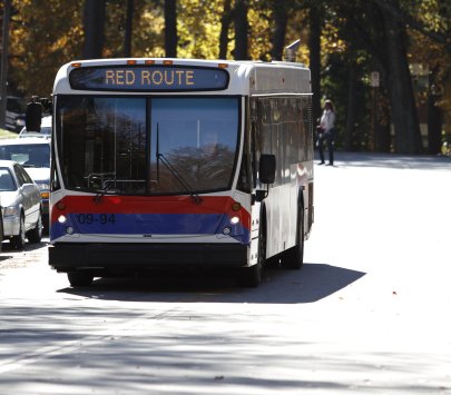 UWG transportation bus on campus. 