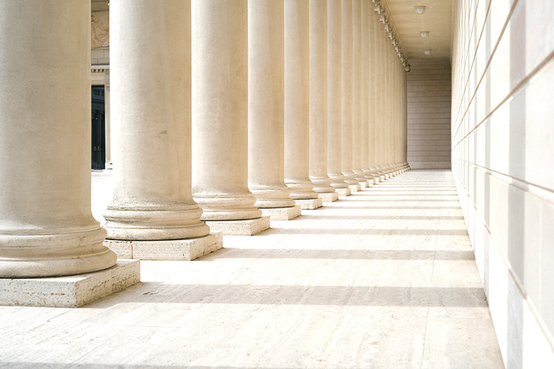 classic columns in a path