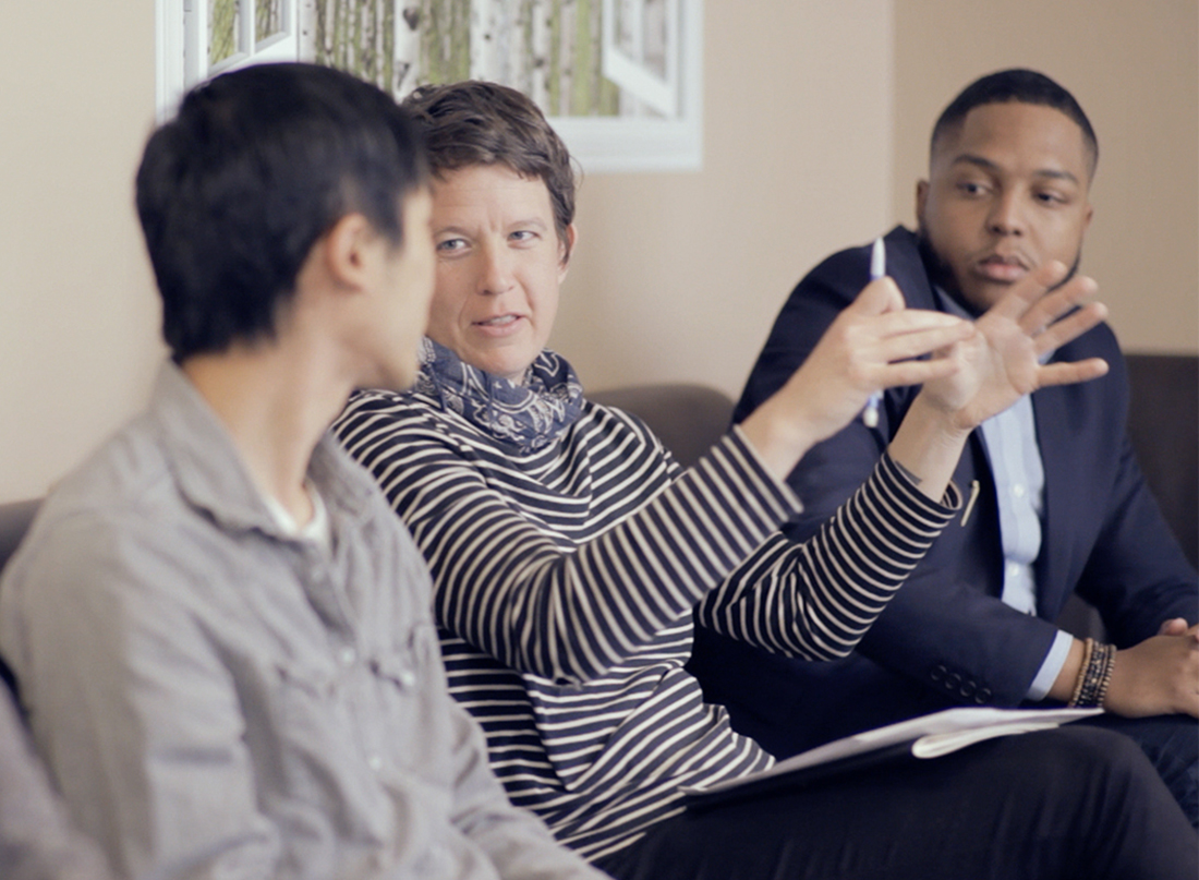 students engaging in conversation