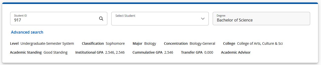 Student Information Header in Wolf Watch