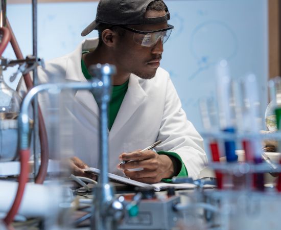 Student working in chemistry lab