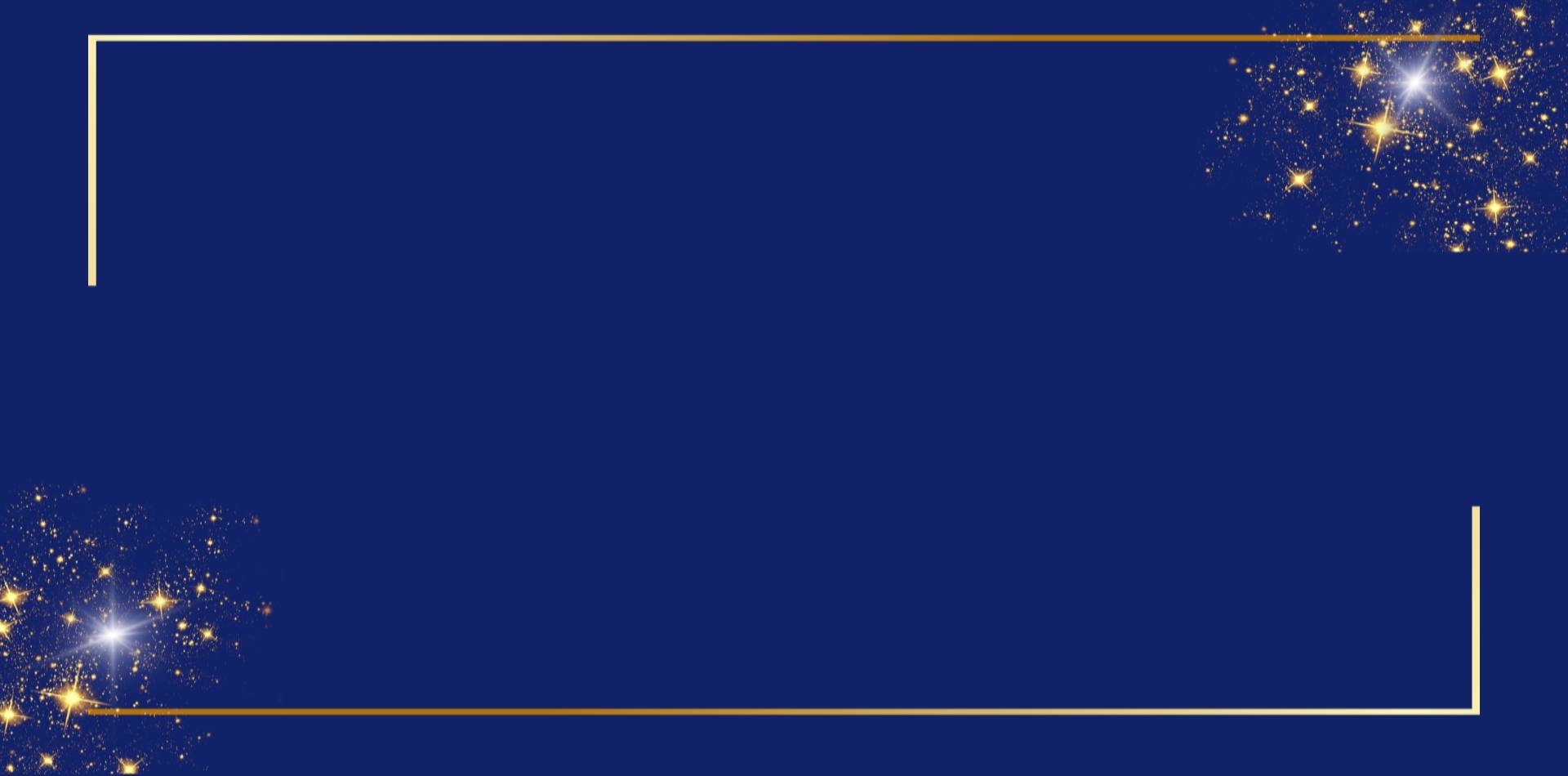 Navy blue background with gold sparkles