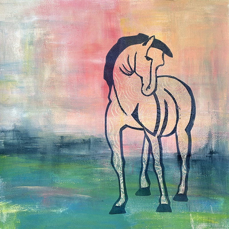 Ellis McEntire, Ode to Franz March [horse print on colorful background)