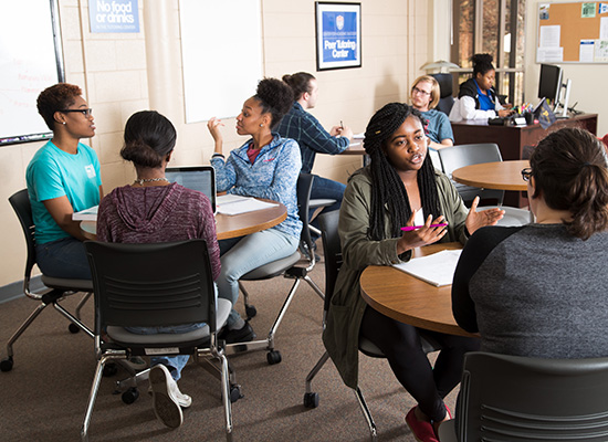 students working together in the center for academic success