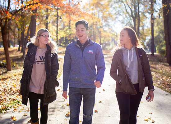 students waking outside