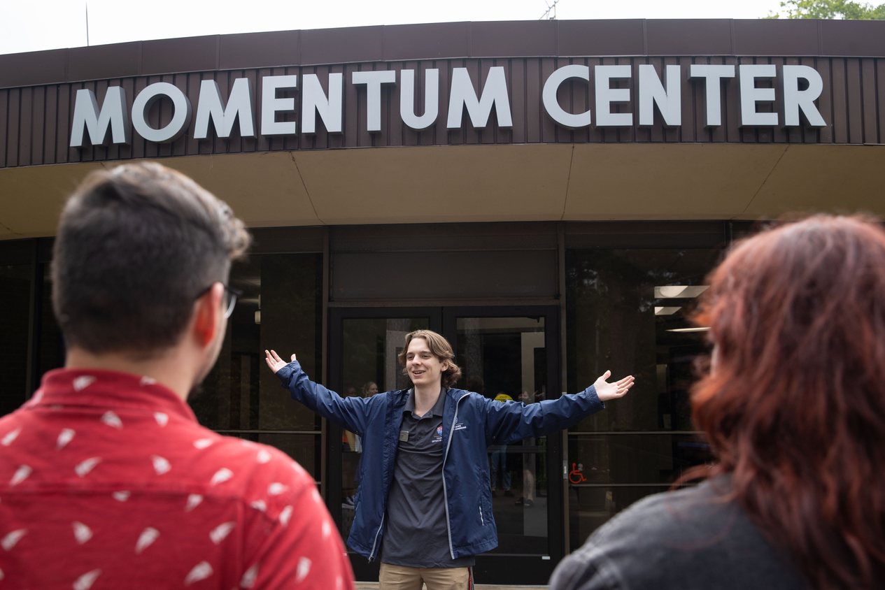 Tour guide outside of MC