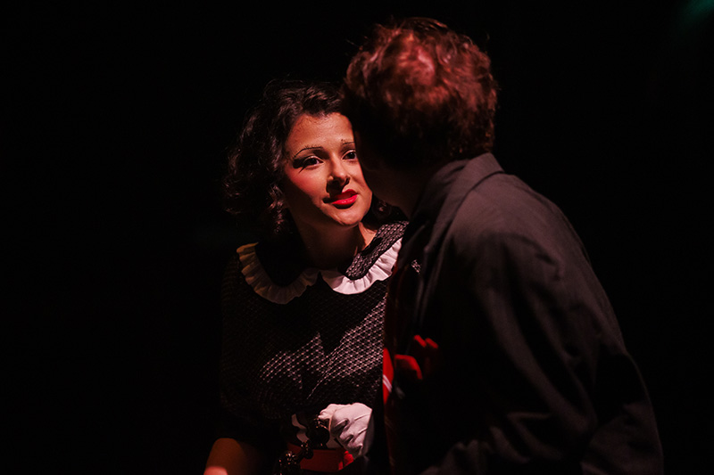 39 Steps scene with male and female leads