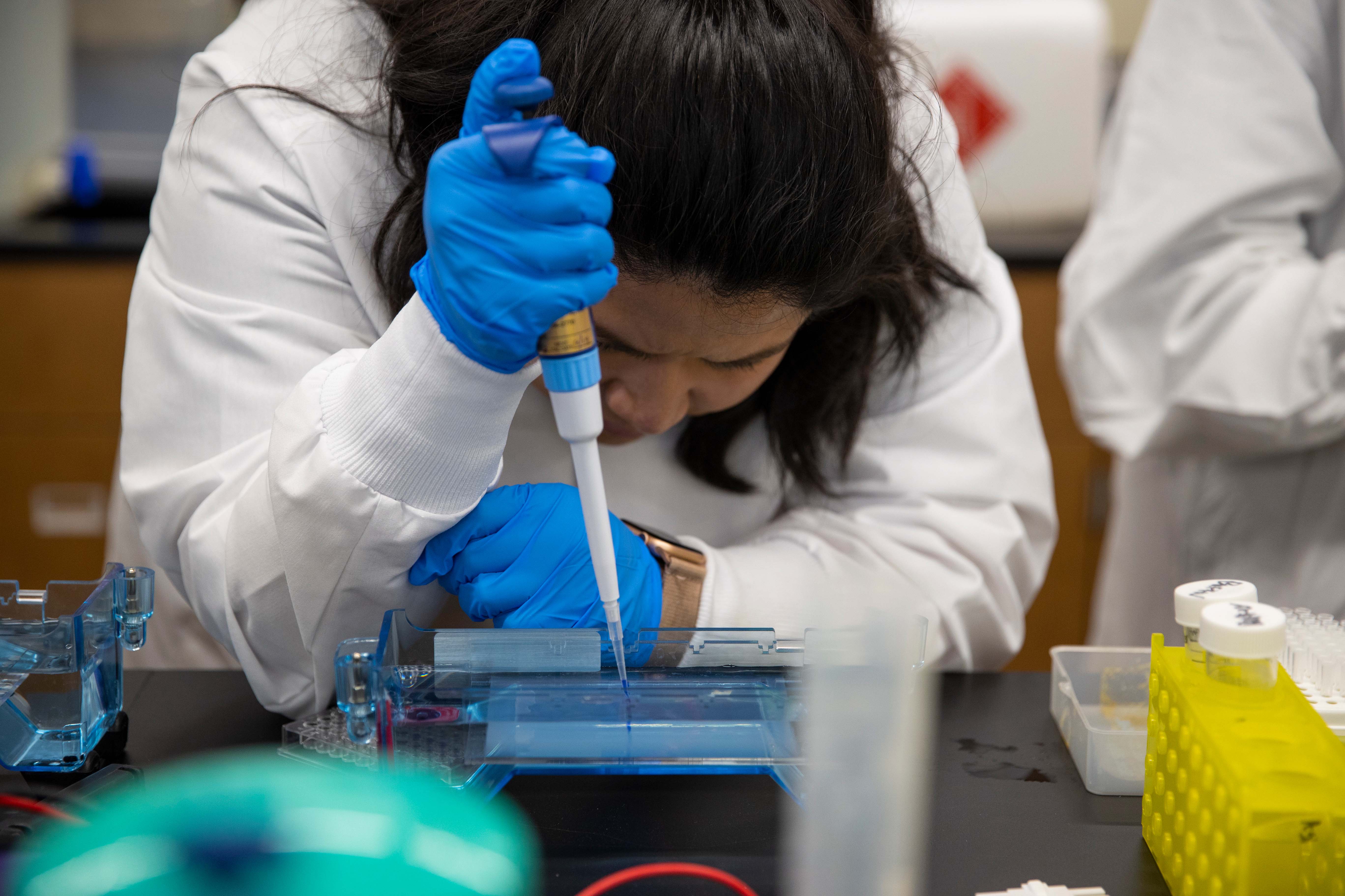 Partially staged and partially candid photographs of biology classes and student research. Wednesday, March 8, 2023.