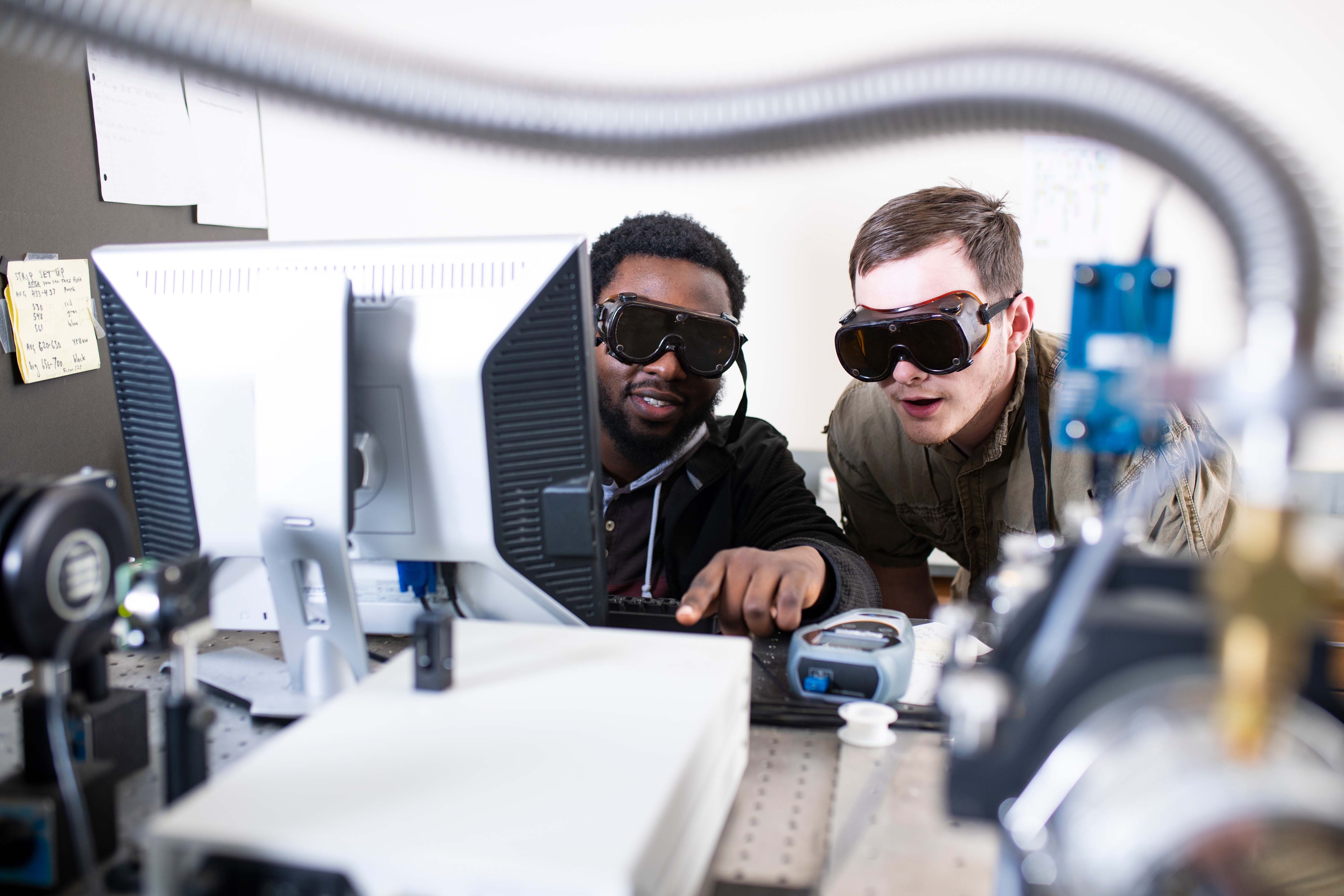 Two students working on a project