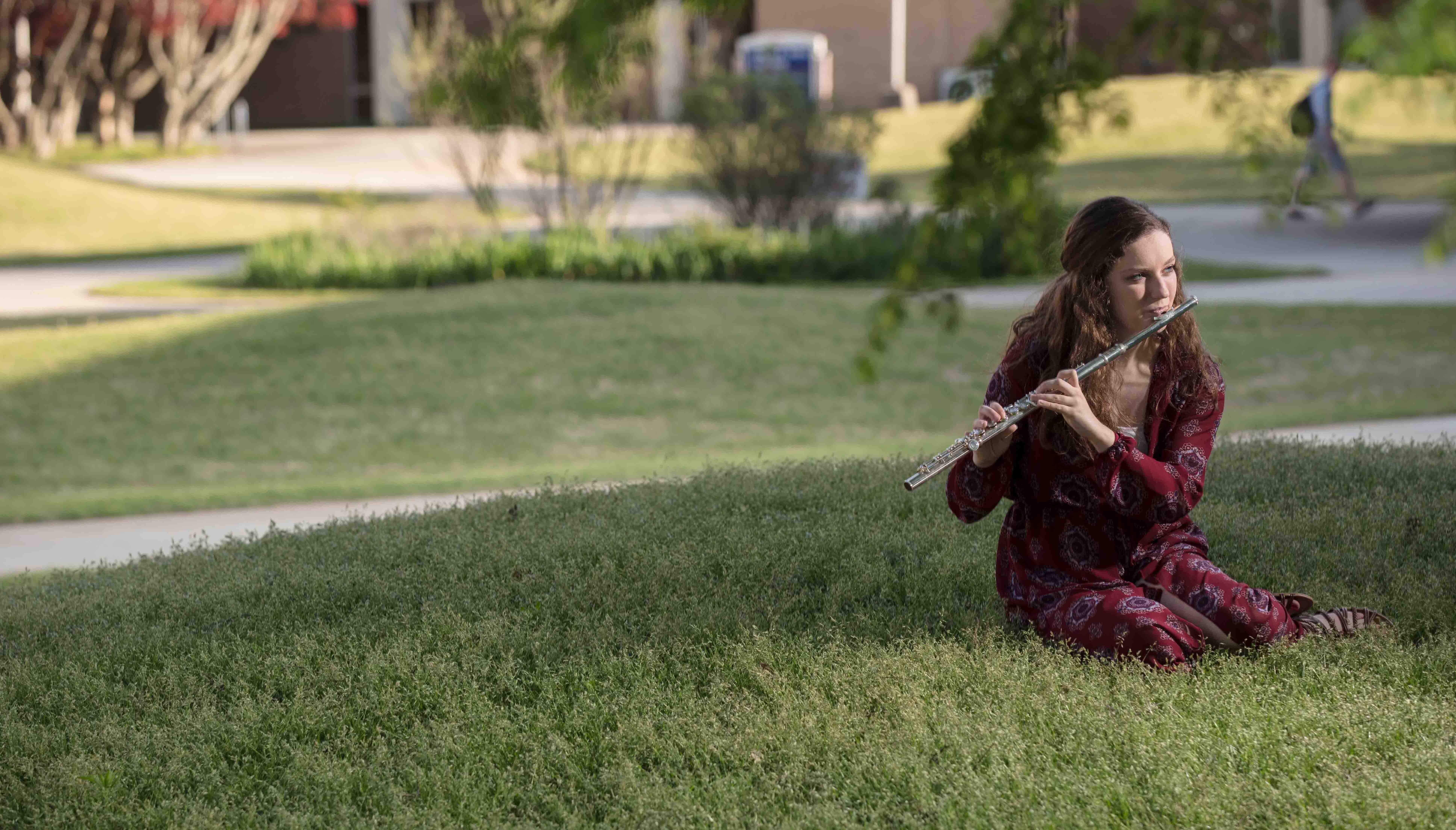 Student playing the flute