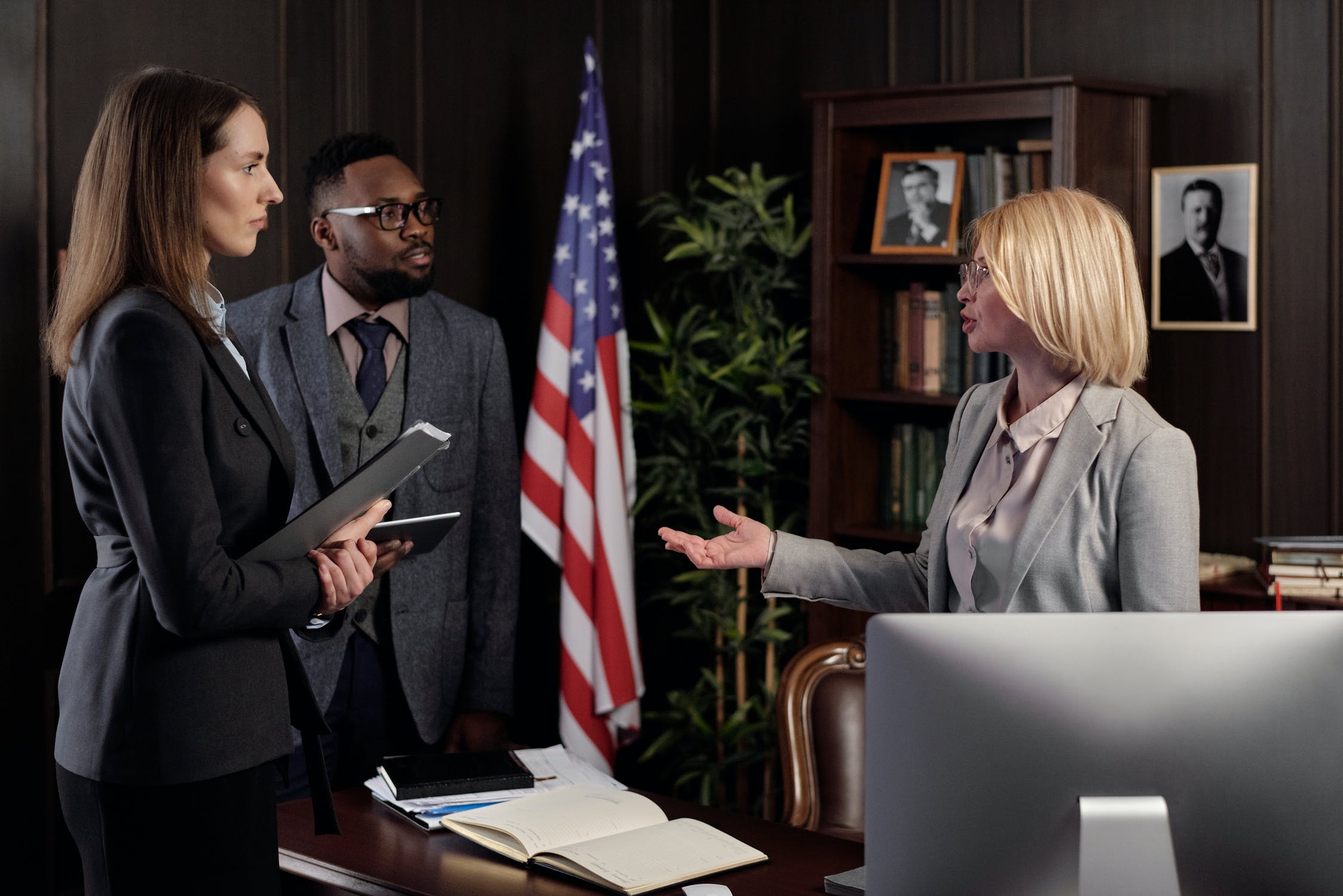 officials in an office