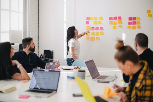 team working in a meeting room