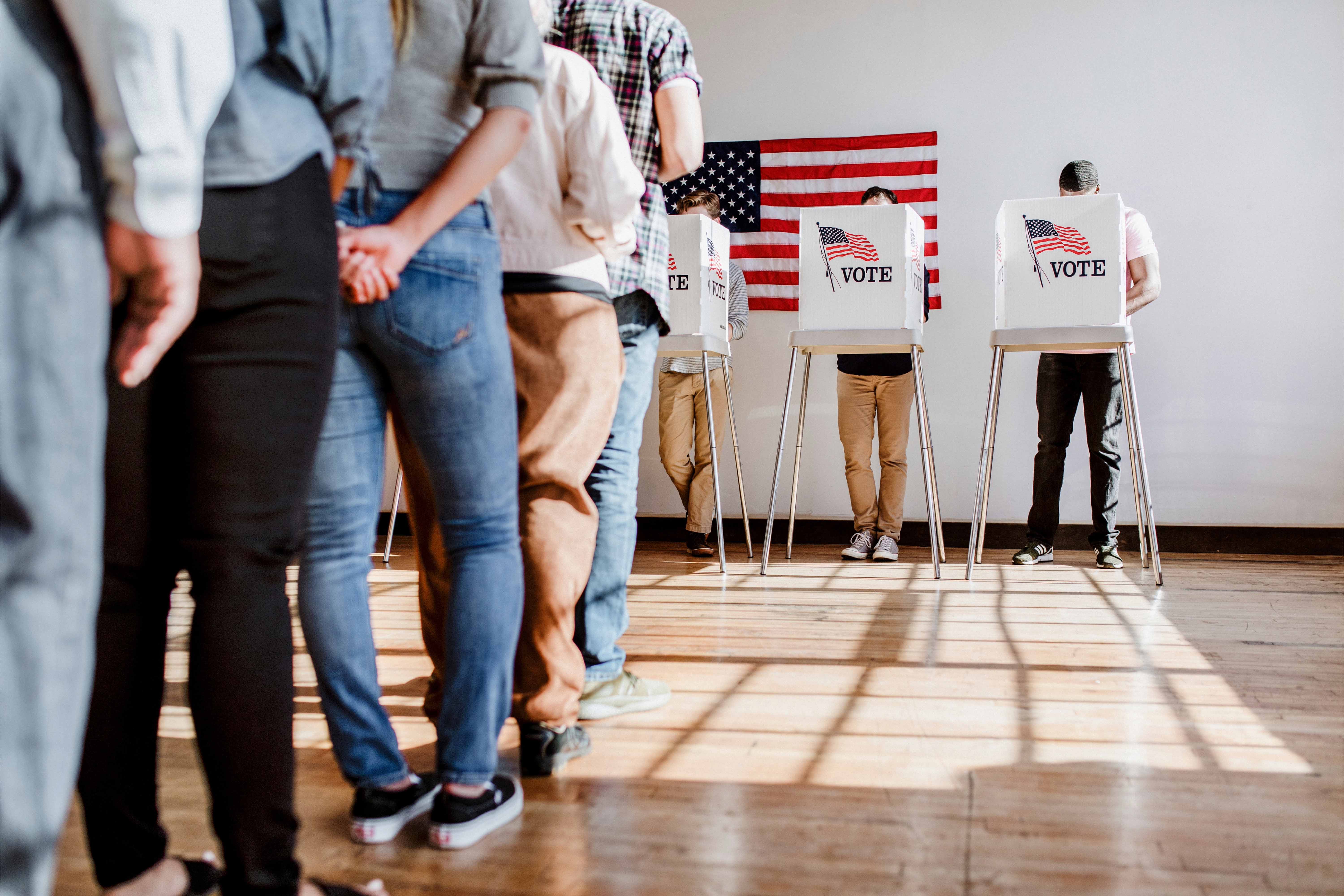 People standing in line to vote