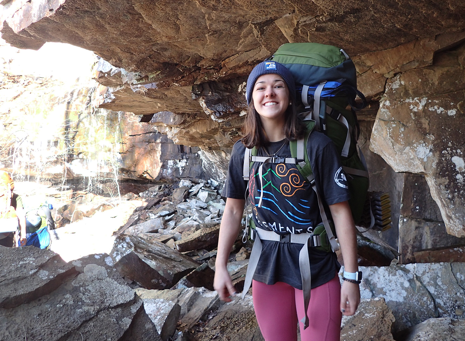 Student on backpacking trip