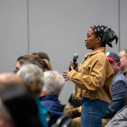 woman with microphone