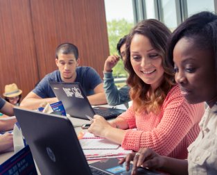 People looking at laptop screens