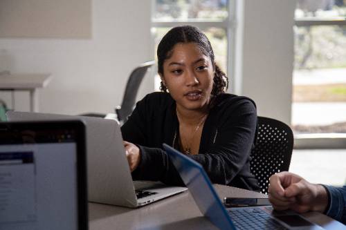 Girl using computer