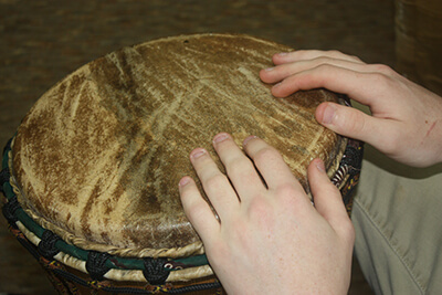 A youth drumming