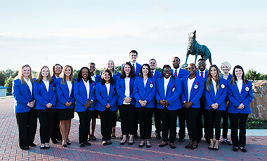 The University of West Georgia’s Blue Coats serve as one of the most prestigious groups of students on campus. This diverse organization is comprised of students who represent various educational areas and provide student perspectives during events and meetings with alumni, donors and friends of the university.