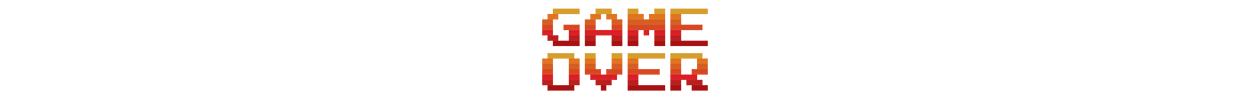 8-bit graphic reading 'game over'