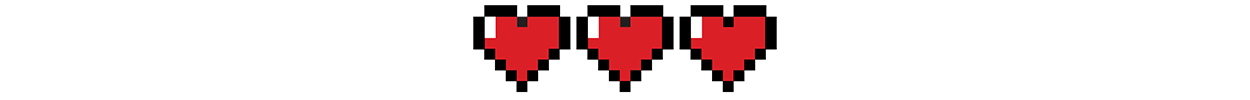 8-bit graphic showing three hearts left in video game health bar