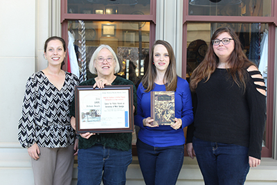 L to R: UWG graduate student Chanell Lowery, Director of the Center for Public History at UWG Ann McCleary, Assistant Director for the Center for Public History at UWG Keri Adams, and UWG graduate student Heather Rodriguez
