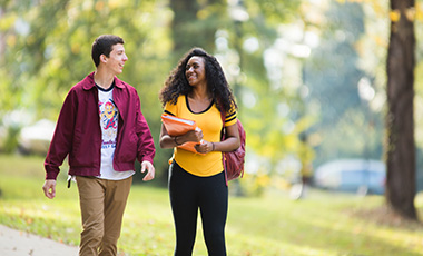 Students walking on campus