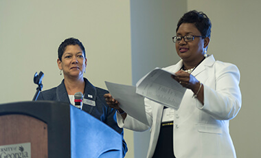 Women now hold 57 percent of professional occupations. They make up 56 percent of Advanced Placement (AP) test-takers as well. Yet women comprise only 26 percent of the computing workforce. For African-American women, that number falls to 3 percent, and only 1 percent of the computing workforce are Hispanic women. These data points – compiled by the National Center for Women and Information Technology – serve as an introduction to the topics discussed at the second annual University System of Georgia Women in Tech Summit (WITS).