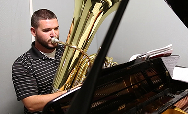 In honor of Veteran's Day, we focus on UWG student and U.S. Marine veteran Sgt. Jacob Harper. Recognizing his considerable musicianship, the Marines enlisted him as a tuba player. He is now studying Music Education at UWG and intends to teach music in Georgia after he graduates. Today, we salute Harper and all the veterans who have proudly served our country.