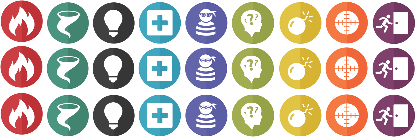 Crisis Management icons displaying different emergency symbols.