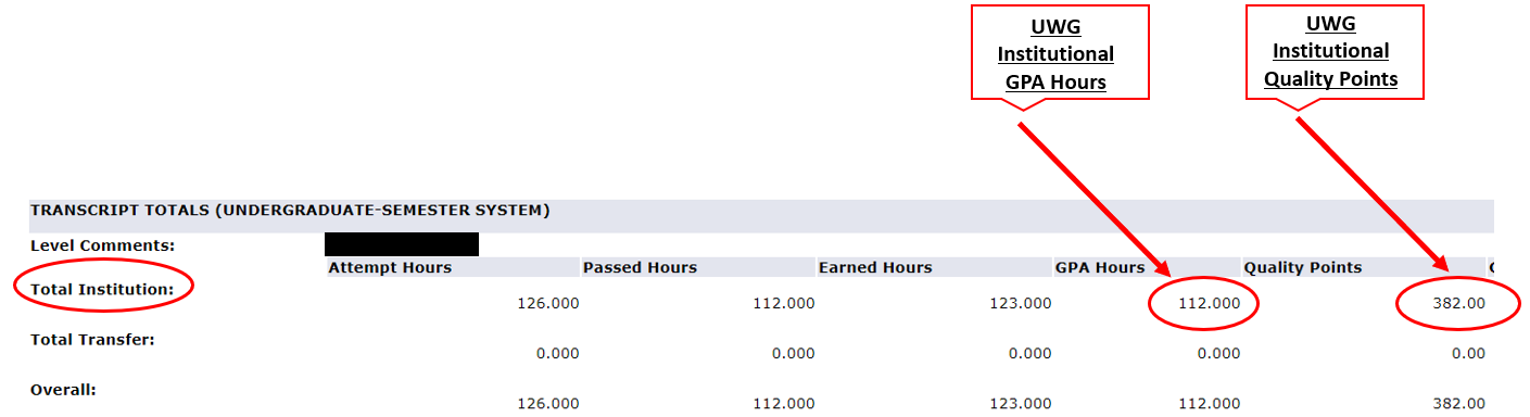 GPA Calculator fields to select as described in these steps