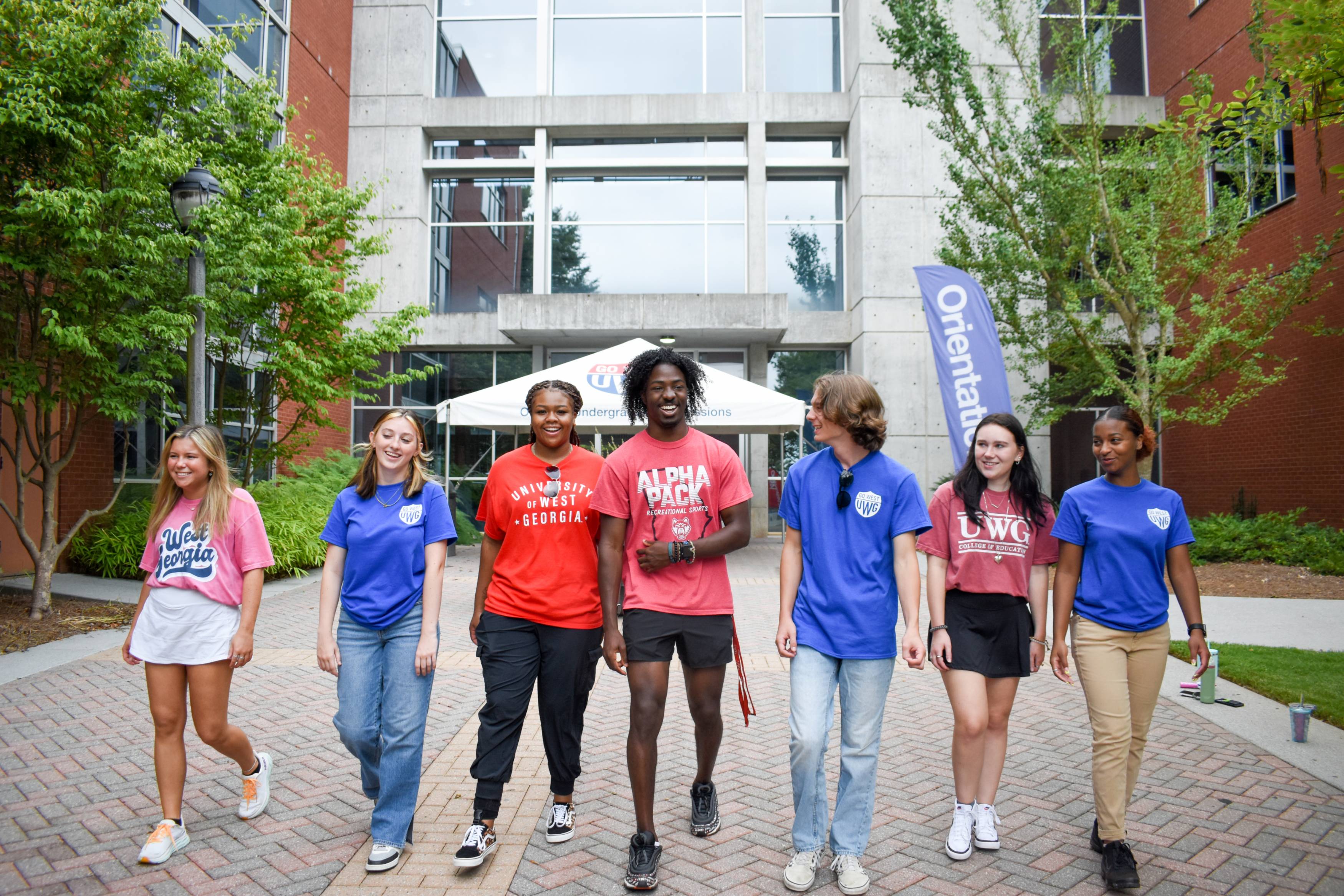 students walking around campus