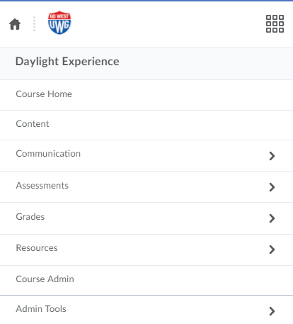 Daylight hamburger menu expanded